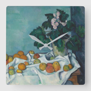 Paul Cezanne stilleben med äpplen och en kruka Fyrkantig Klocka