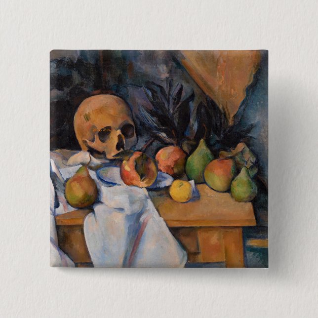 Paul Cezanne - Stilleben med dödskalle Knapp (Framsida)