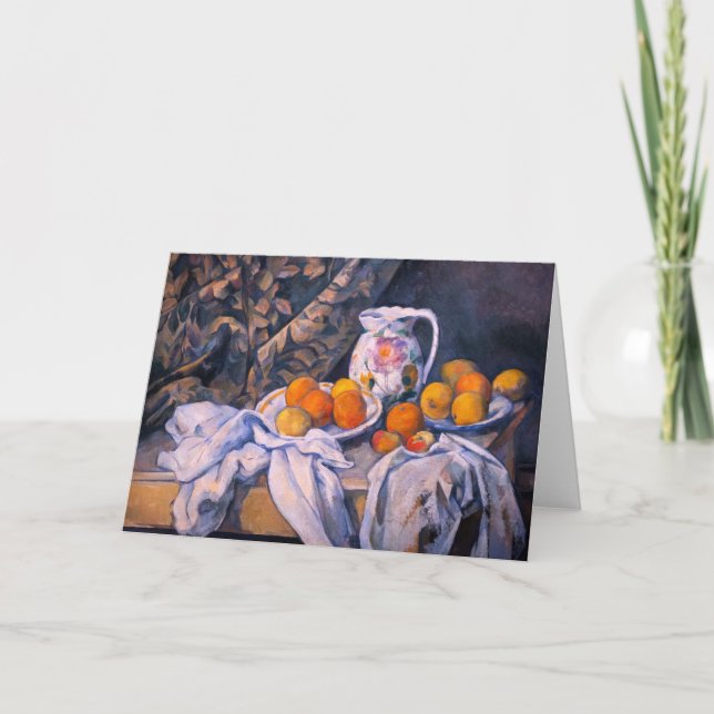 Paul Cezanne - Stilleben med en gardin Kort (Framsida)