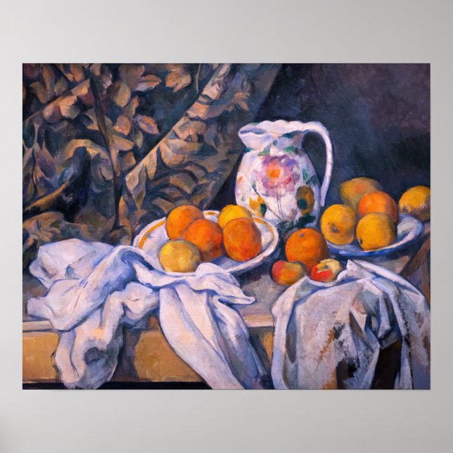 Paul Cezanne - Stilleben med en gardin Poster (Framsidan)