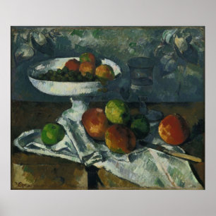 Paul Cézanne - stilleben med fruktmaträtten Poster