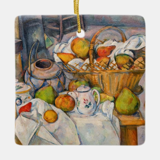 Paul Cezanne - Stilleben med korg Julgransprydnad Keramik (Framsida)