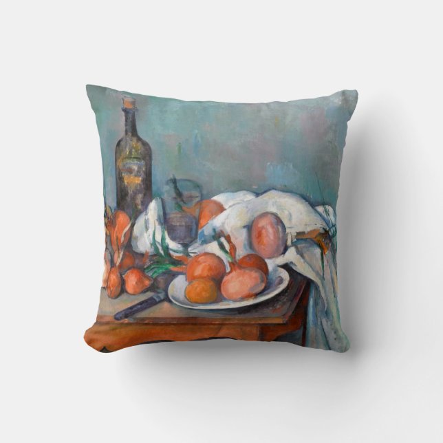 Paul Cézanne, stilleben med lökar och en flaska Kudde (Framsida)