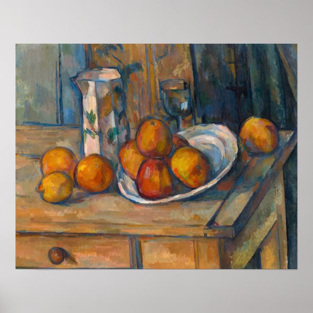 Paul Cezanne - Stilleben med mjölkkruka och frukte Poster (Framsidan)