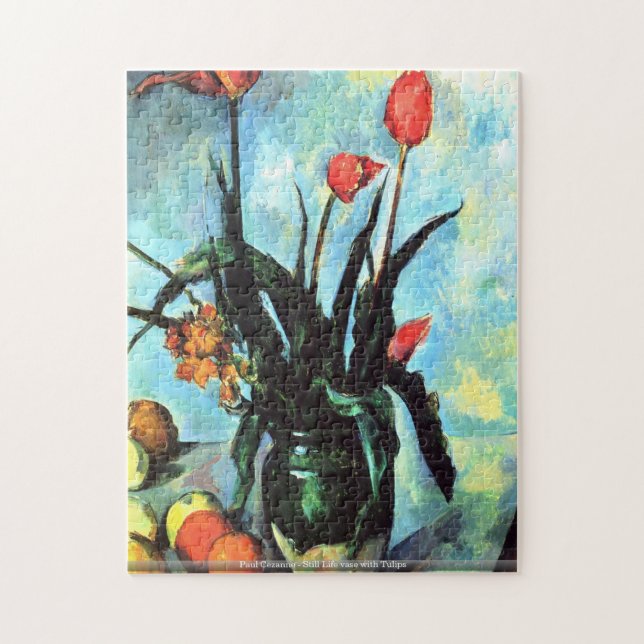 Paul Cezanne - stillebenvas med tulpan Pussel (Vertikal)