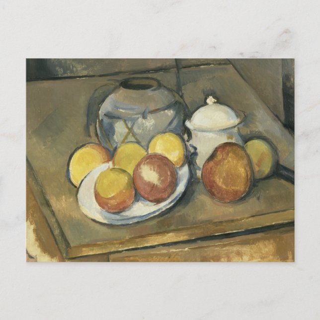 Paul Cezanne - Straw-Trimmed Vas, Sugar Bowl Vykort (Framsida)