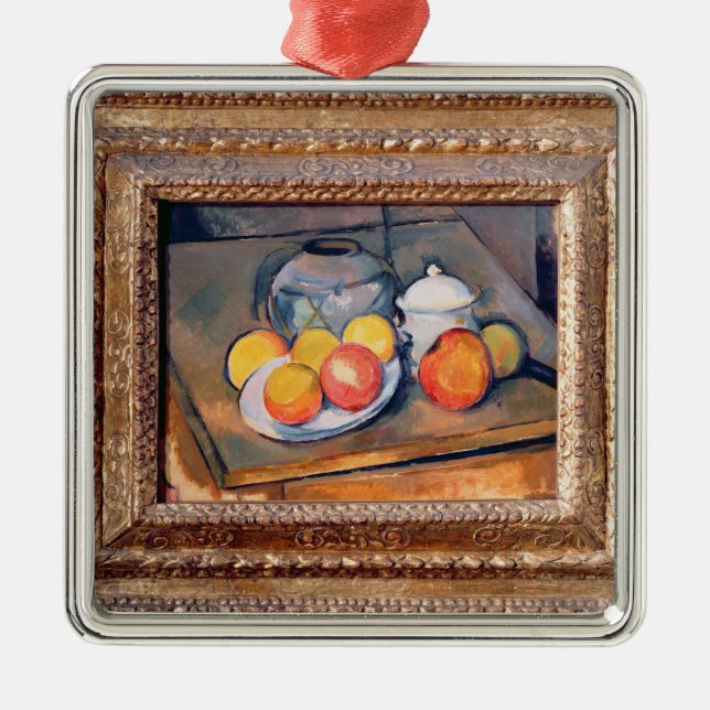Paul Cezanne | Sugrör-täckt vas, sockerbunke och Julgransprydnad Metall (Framsidan)