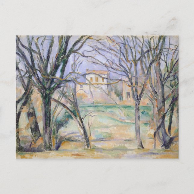 Paul Cezanne | Träd och hus, 1885-86 Vykort (Framsida)