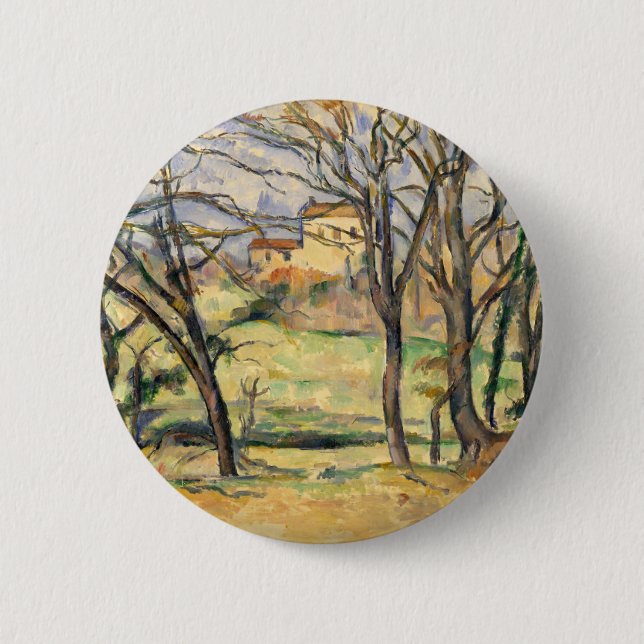 Paul Cezanne | träd och hus Near Jasen de Bo Knapp (Framsida)