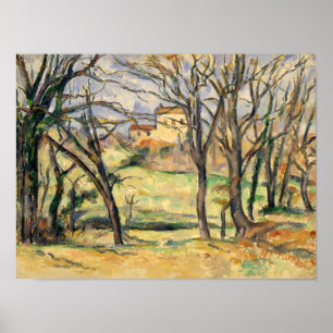 Paul Cezanne träd och hus Near Jasen de Bo Poster