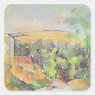 Paul Cezanne   Vägböjningen 1900-1906   Fyrkantigt Klistermärke