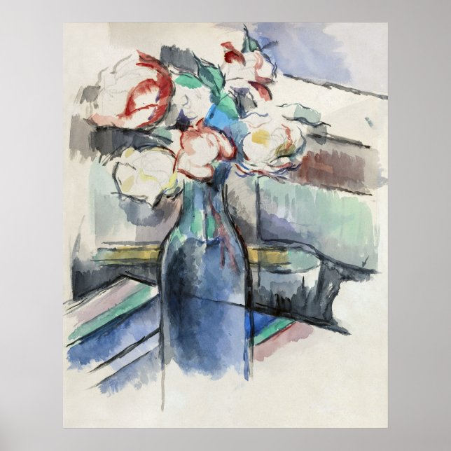 Paul Cézanne's Roses in a Bottle (1900-1904)  Poster (Framsidan)