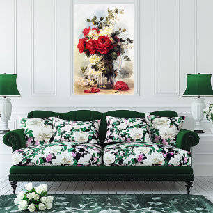 Paul-De-Longpre Röd ros Bouquet, Resistzable Poster