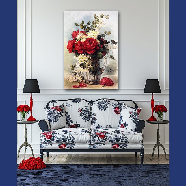 Paul-De-Longpre Röd ros Bouquet, Resistzable Poster (Skapare uppladdad)
