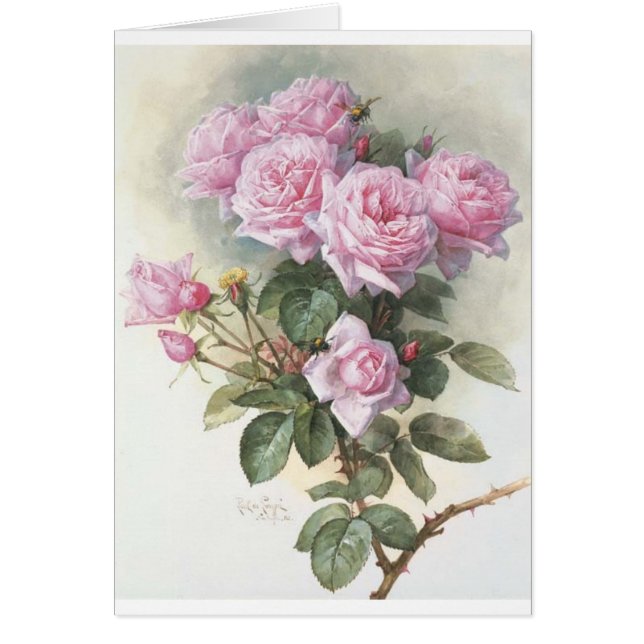Paul_de_Longpré_-_Roses_and_Bumblebees _1899 Hälsningskort (Framsidan)