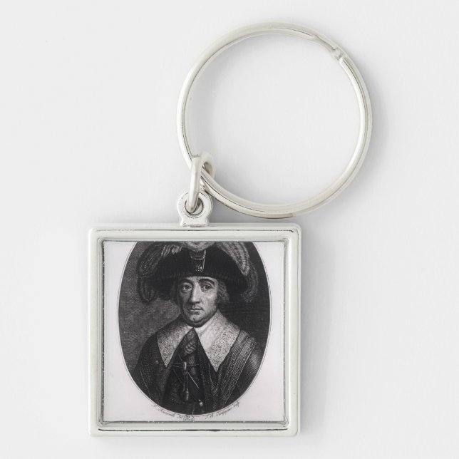 Paul Francois Jean Nicolas Vicomte de Barras Fyrkantig Silverfärgad Nyckelring (Framsidan)