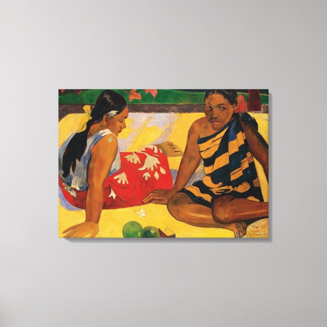 Paul Gauguin 2 Kvinnor i Tahiti Parau Api Canvastryck (Framsida)