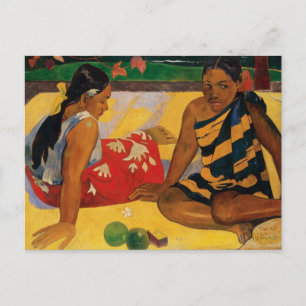 Paul Gauguin 2 Kvinnor i Tahiti Parau Api Vintage Vykort