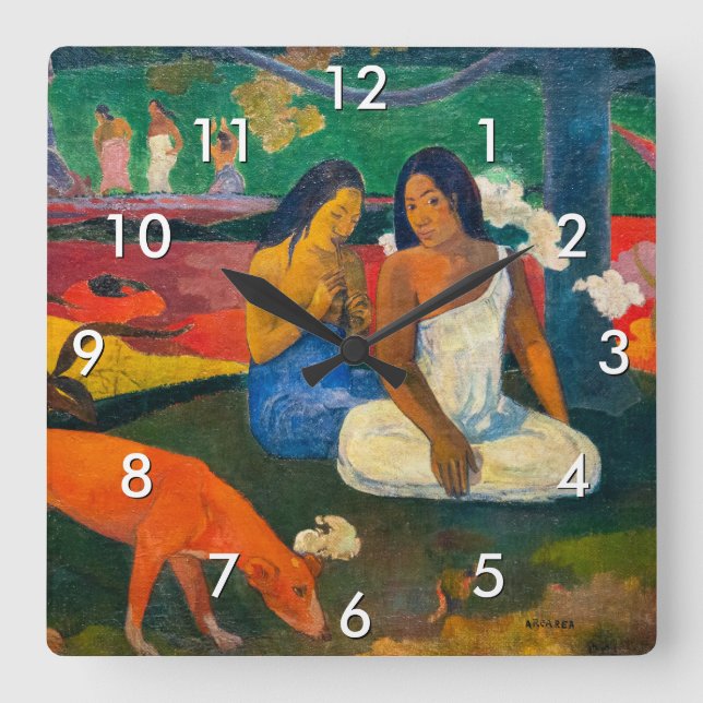 Paul Gauguin - Arearea / Red Hund Fyrkantig Klocka (Framsida)