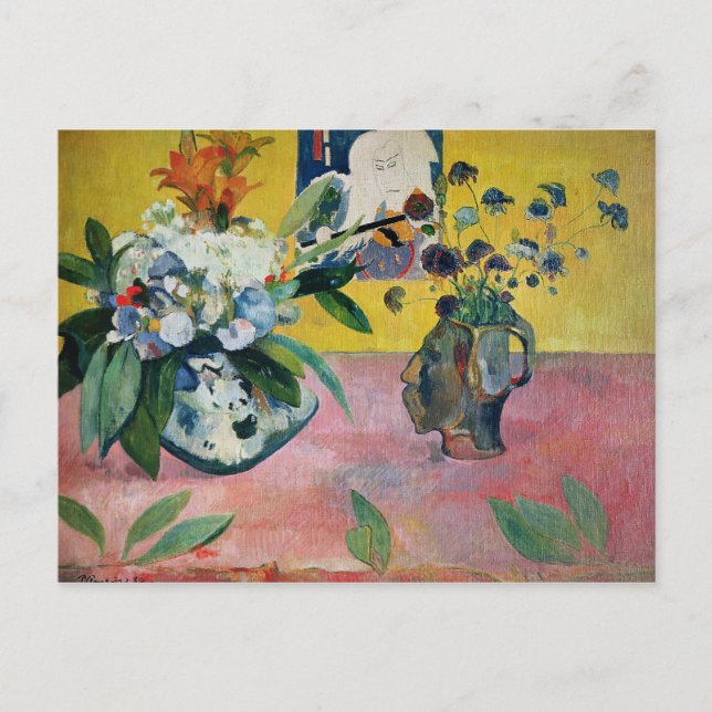 Paul Gauguin | Blommor och japansk utskrift, 1889 Vykort (Framsida)