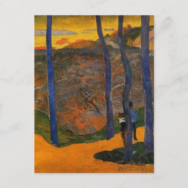 Paul Gauguin-Blue träd Vykort (Framsida)