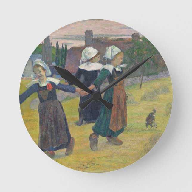 Paul Gauguin | Breton Girls Dancing, Pont-Aven, 18 Rund Klocka (Framsida)