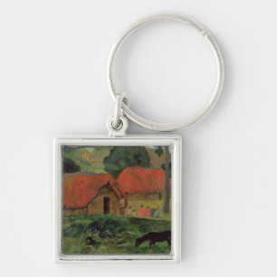 Paul Gauguin de tre kojorna, Tahiti, 1891-92 Fyrkantig Silverfärgad Nyckelring