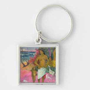 Paul Gauguin en gå vid havet, 1902 Fyrkantig Silverfärgad Nyckelring