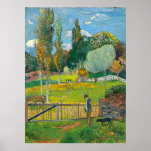 Paul Gauguin Farmer och hans hund i närheten av et Poster