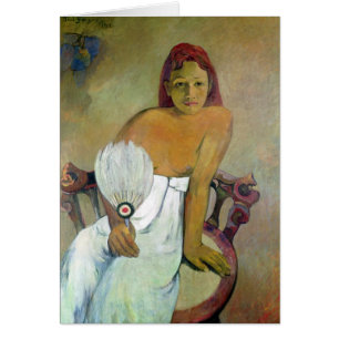 Paul Gauguin flicka med fläkten, 1902 Hälsningskort