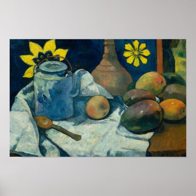 Paul Gauguin - Fortsatt liv med Tekanna och frukt Poster (Framsidan)