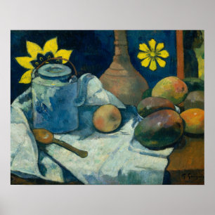 Paul Gauguin - Fortsatt liv med Tekanna och frukt Poster