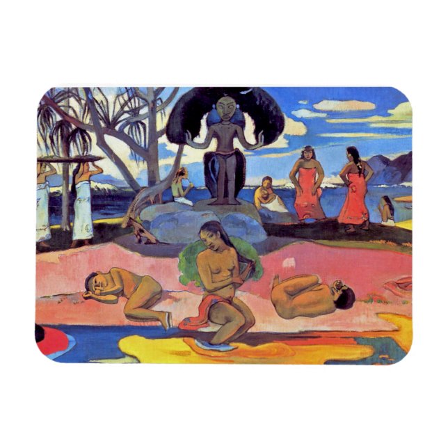 Paul Gauguin - Guds dag - Finkonst målning Magnet (Horisontell)