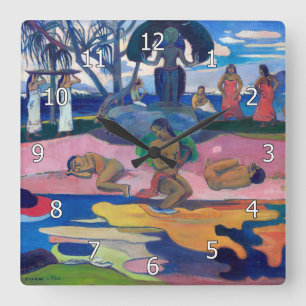 Paul Gauguin - Guds dag / Mahana no atua Fyrkantig Klocka
