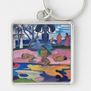 Paul Gauguin - Guds dag / Mahana no atua Fyrkantig Silverfärgad Nyckelring