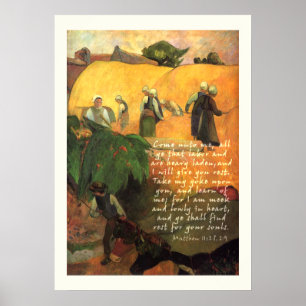 Paul Gauguin Hayaking med Bible Verse Christian Poster