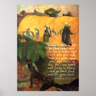 Paul Gauguin Haymade with Scripture Verse Poster