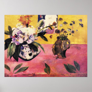 Paul Gauguin Head-Shaped Vas och Japanska Woodcut Poster