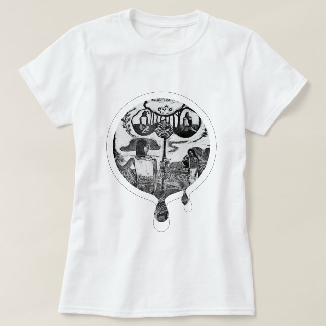 Paul Gauguin-jag hör dig. Tahiti woodblock T-Shirt (Design framsida)