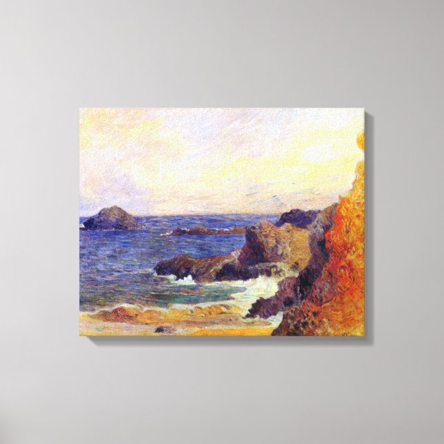Paul Gauguin - Klippig kust Finkonstmålning Canvastryck (Framsida)