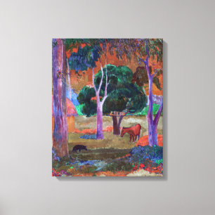 Paul Gauguin - Landskap med en gris och en häst Canvastryck