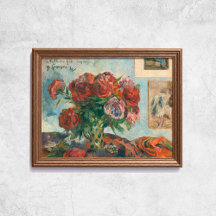 Paul Gauguin lever fortfarande med Peonies Red Flo