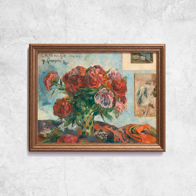 Paul Gauguin lever fortfarande med Peonies Red Flo Poster (Paul Gauguin Still Life With Peonies Red Flowers Poster
)