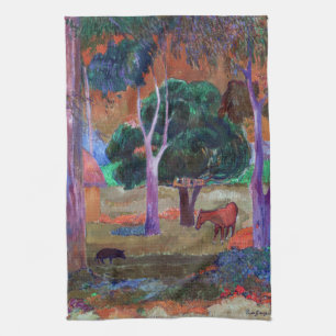 Paul Gauguin - Liggande med Gris och en häst Kökshandduk