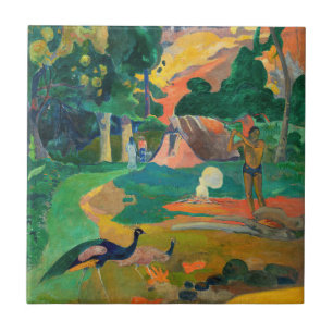 Paul Gauguin - Liggande med Peacocks / Matamoe Kakelplatta