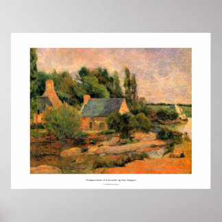 Paul Gauguin målar Washerwomen på Pont-Aven art Poster