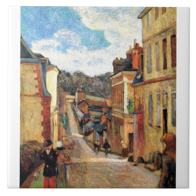Paul Gauguin-målning, Rue Jouvenet i Rouen Kakelplatta (Framsidan)