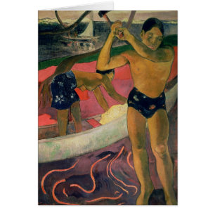 Paul Gauguin manen med en yxa, 1891 Hälsningskort