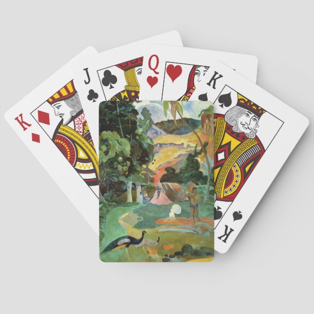 Paul Gauguin| Matamoe eller, Liggande med Peacocks Spel Kort (Baksidan)