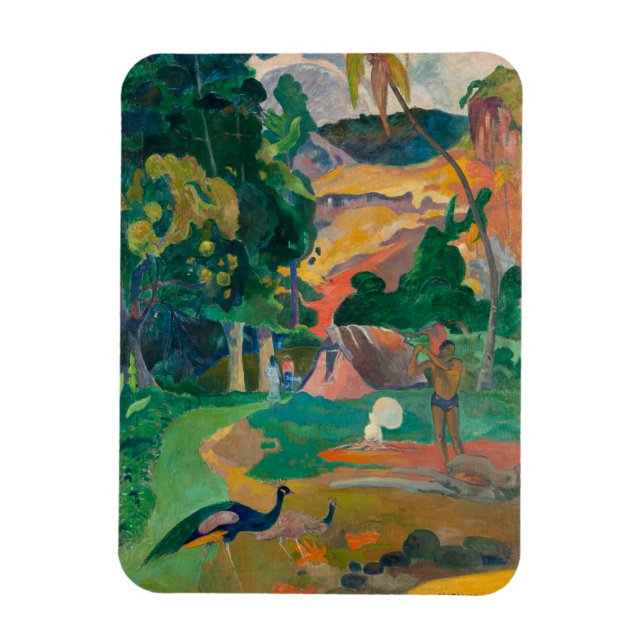 Paul Gauguin Matamoe Landscape med Peacocks Magnet (Vertikal)